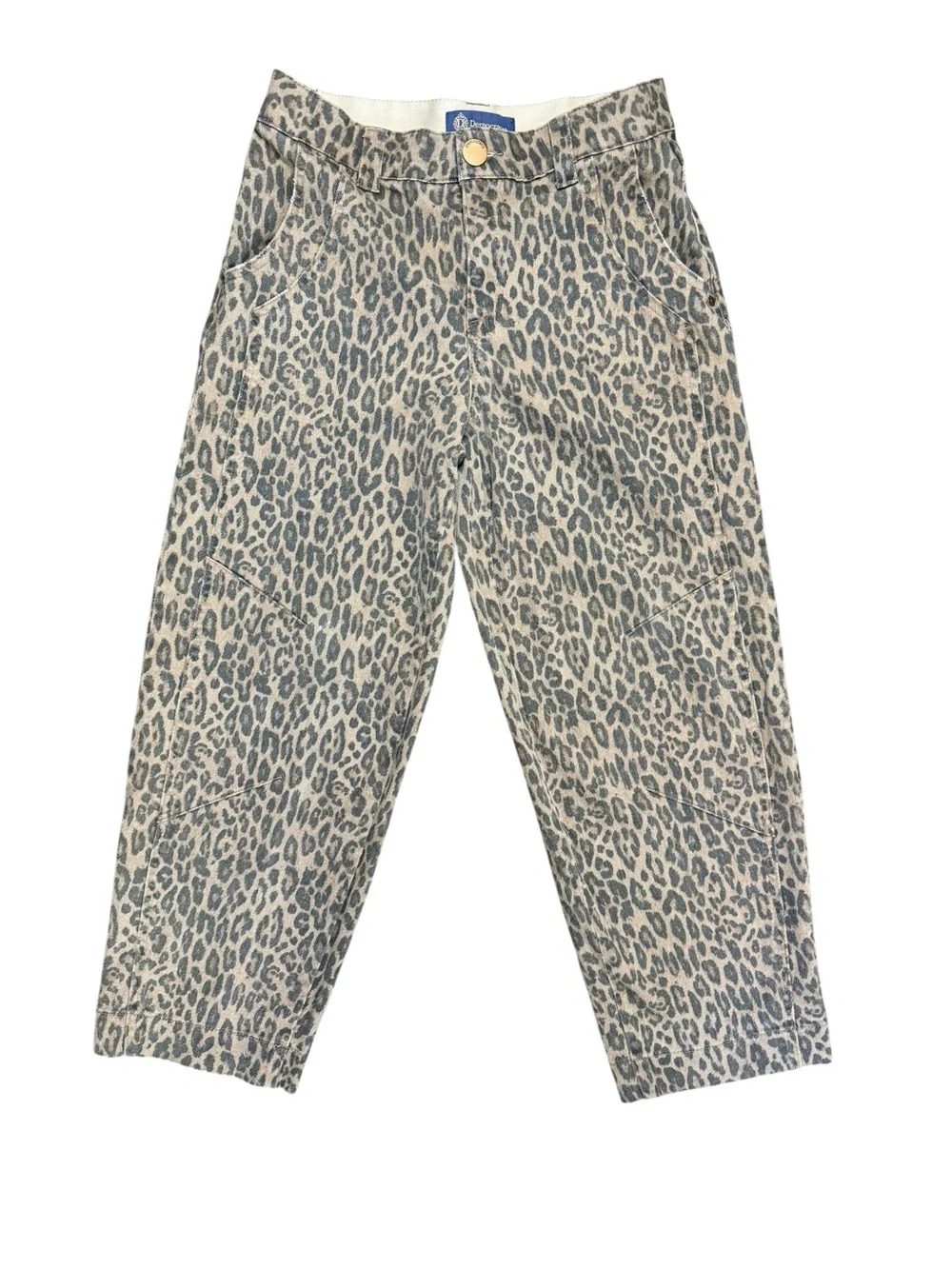 Democracy “Ab”solution Leopard Print Cropped Barrel/Cargo Jeans Size 4